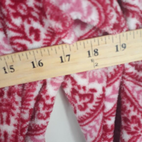 Lucky Brand Bathrobe Women Medium Red White  Floral Pockets Tie Soft - Picture 5 of 10